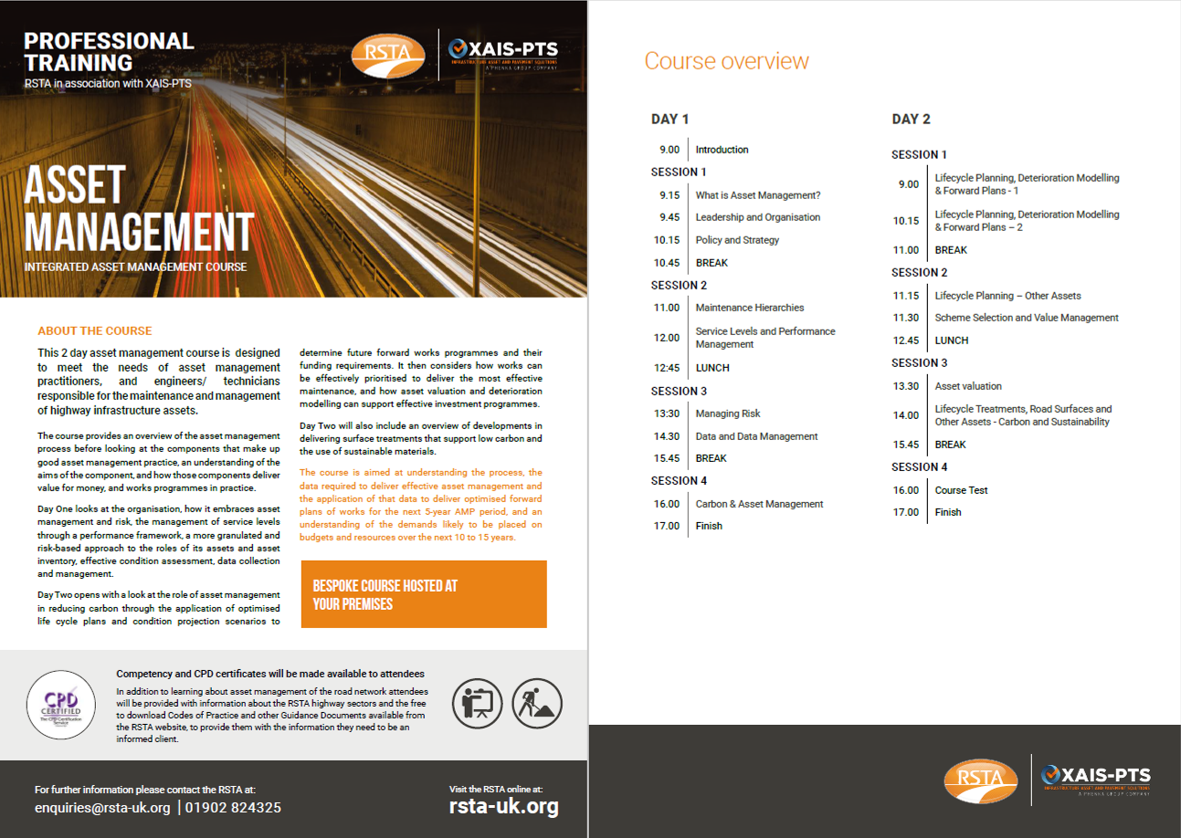 Asset management course flyer