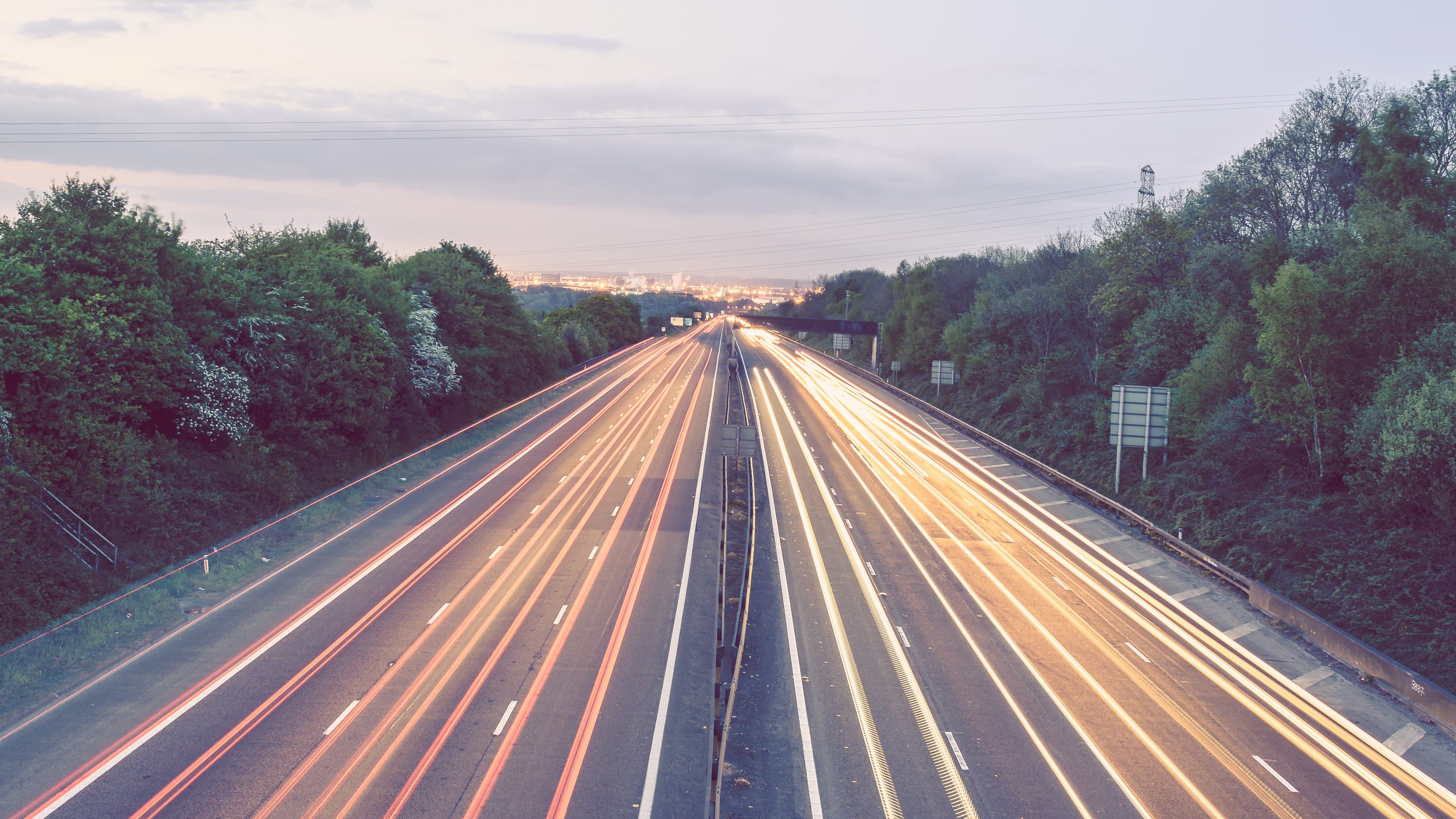 A motorway at night