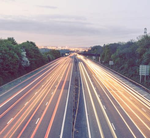 A motorway at night