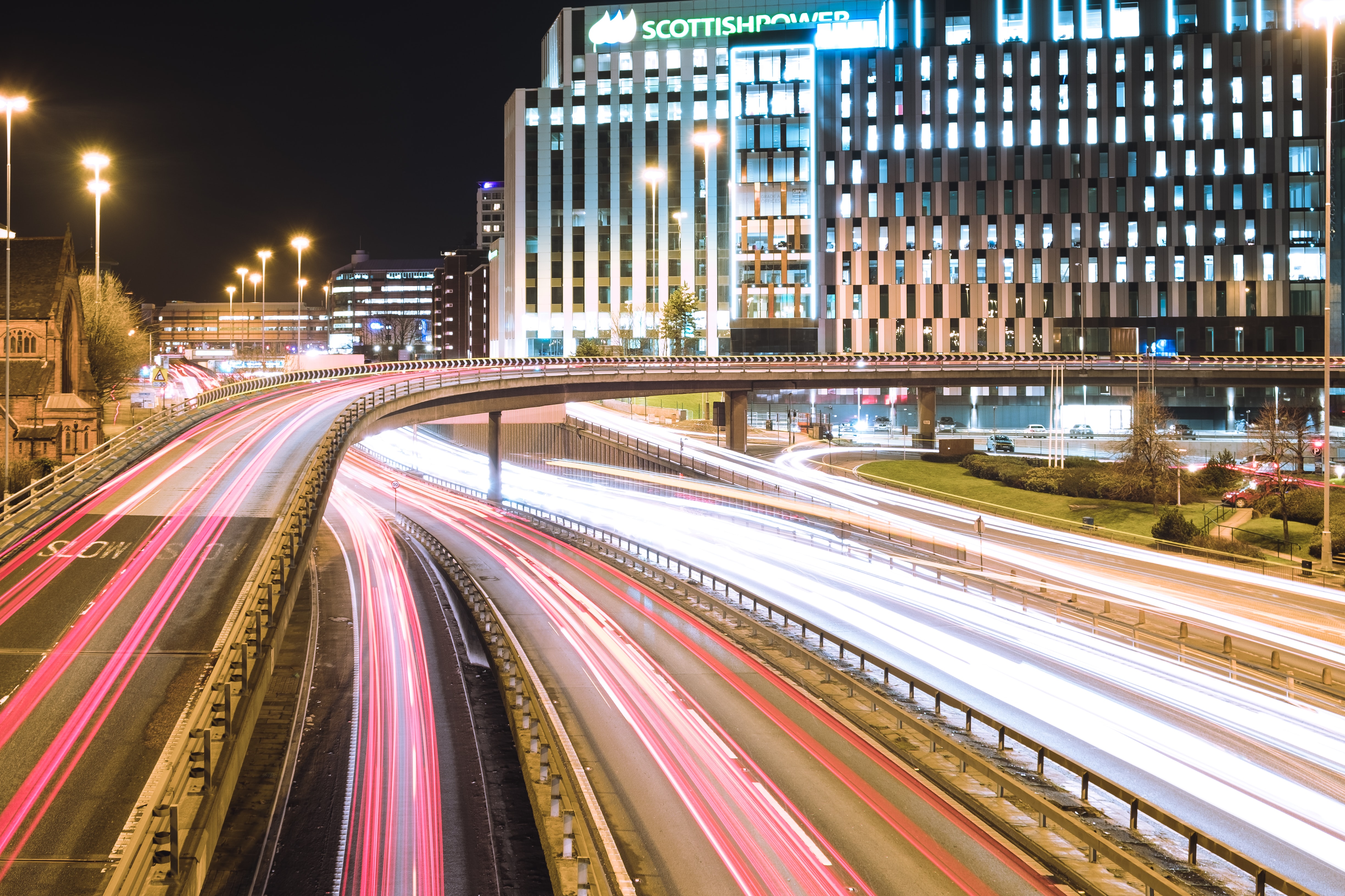 Highway at Night Stock Image